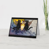 Carte Chouette d'Halloween et chats noirs (Devant)