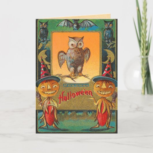 Carte Chouette d'Halloween vintage (Devant)