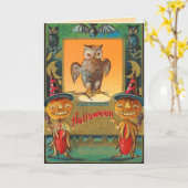 Carte Chouette d'Halloween vintage (Fleur jaune)