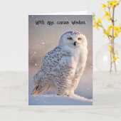 Carte Chouette Effraie Anniversaire En Train De Vieillir (Fleur jaune)