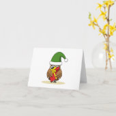 Carte Chouette elfe de Noël avec présent (Fleur jaune)