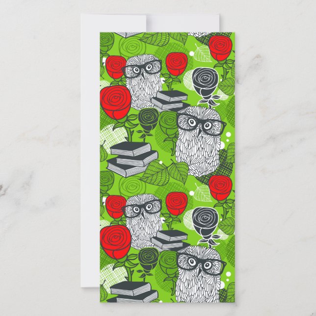 Carte Chouette en roses rouges (Devant)