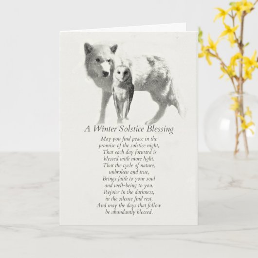 Carte Chouette et loup dans les Bénédictions solstices h (Fleur jaune)
