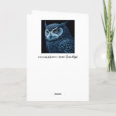 Carte Chouette grave bleue et noire blanche (Dos)