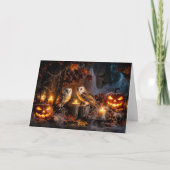 Carte Chouette Halloween avec bougies Jack O Lanterns (Devant)