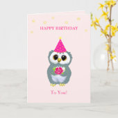 Carte Chouette mignonne avec fleurs et voiles d'annivers (Fleur jaune)