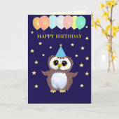 Carte Chouette mignonne et voiles d'anniversaire modifia (Fleur jaune)