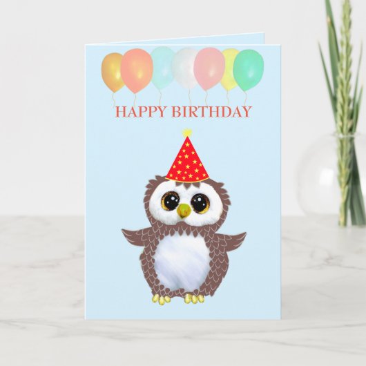Carte Chouette mignonne et voiles d'anniversaire modifia (Devant)