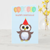Carte Chouette mignonne et voiles d'anniversaire modifia (Fleur jaune)