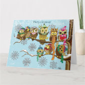 Carte Chouette mignonne Snowflakes d'hiver (Devant)