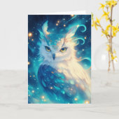 Carte Chouette mystique sous le ciel étoilé (Fleur jaune)