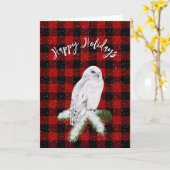 Carte Chouette Neige De Noël Sur Plaid (Fleur jaune)