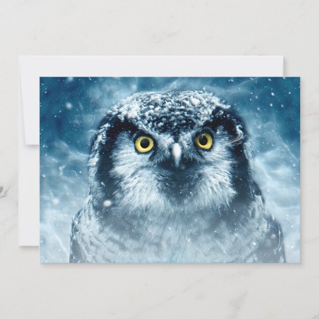 Carte Chouette neigeuse grands yeux (Devant)