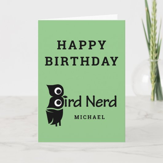 Carte Chouette Nerd d'oiseaux Joyeux anniversaire (Devant)