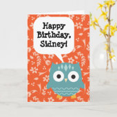 Carte Chouette personnalisée pour enfant (Fleur jaune)