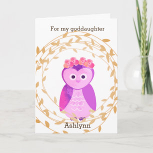 Carte Chouette pourpre Automne Anniversaire Godgirl