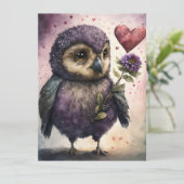 Carte Chouette romantique Saint Valentin (Debout devant)