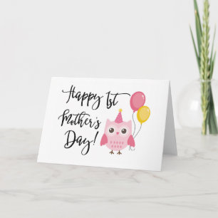 Carte Chouette rose mignonne Bonne 1ère fête des mères