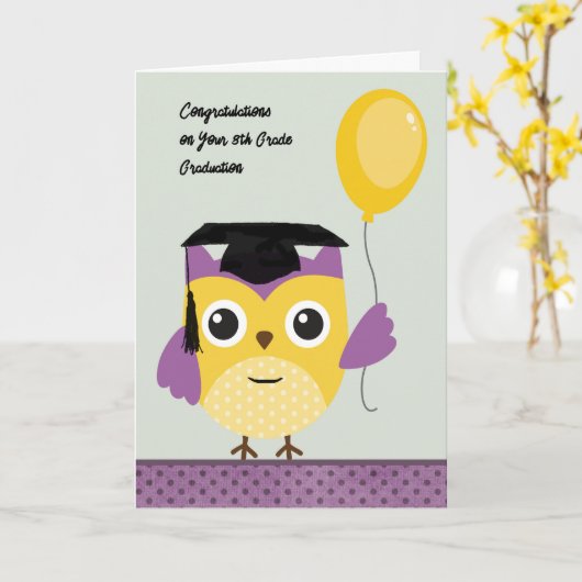 Carte Chouette sciée de 8e année (Fleur jaune)