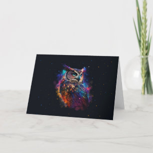 Carte Chouette spatiale colorée