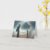 Carte Chouette sur le poste de clôture de pays (Fleur jaune)