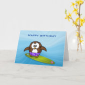Carte chouette surfeur (Fleur jaune)