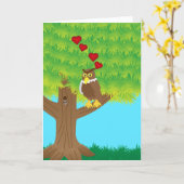 Carte Chouette t'aime toujours (Fleur jaune)