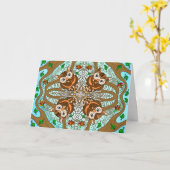 Carte Chouette tirée à la main Mandala (Fleur jaune)