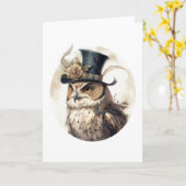 Carte Chouette victorienne Aristocrat Portrait Fleurs Ca (Fleur jaune)