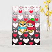 Carte Chouettes Adorables | Saint-Valentin | Je T'Aime C (Fleur jaune)