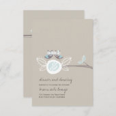 Carte Chouettes Brown mariages Sur Branche Réception Whi (Devant / Derrière)