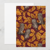Carte Chouettes d'automne sur rouge foncé (Devant / Derrière)