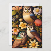 Carte Chouettes et fleurs | Salutation Haeckel moderne (Devant)