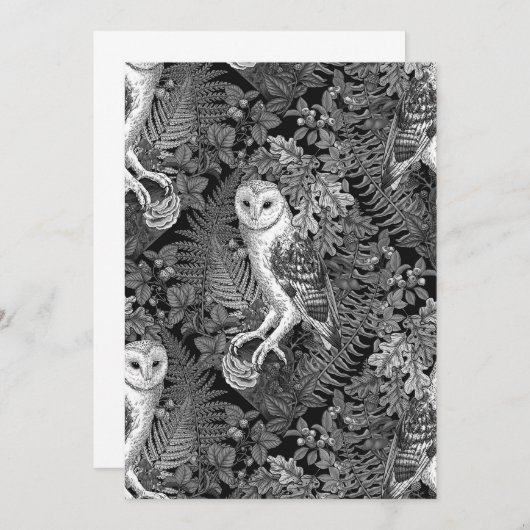 Carte Chouettes, fougères, chênes et baies 4 (Devant / Derrière)