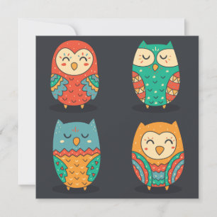 Carte Chouettes mignonnes