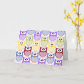 Carte Chouettes mignonnes, Chouette Motif, Chouettes pou (Fleur jaune)