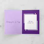 Carte Chouettes mignonnes nom personnalisé violet Saint- (Intérieur)