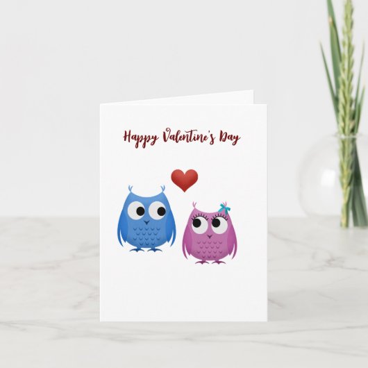 Carte Chouettes mignonnes, Saint-Valentin (Devant)