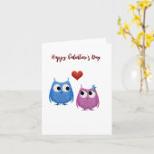 Carte Chouettes mignonnes, Saint-Valentin (Fleur jaune)