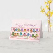 Carte Chouettes mignonnes sur les renches et le texte Ca (Fleur jaune)