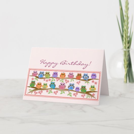 Carte Chouettes mignonnes sur les renches et le texte Ca (Devant)