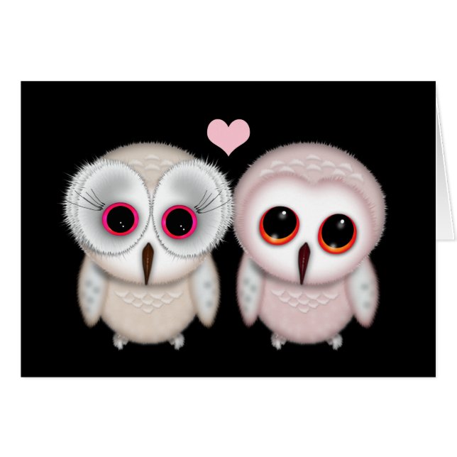 Carte Chouettes Mignonnes T'aiment (Devant horizontal)