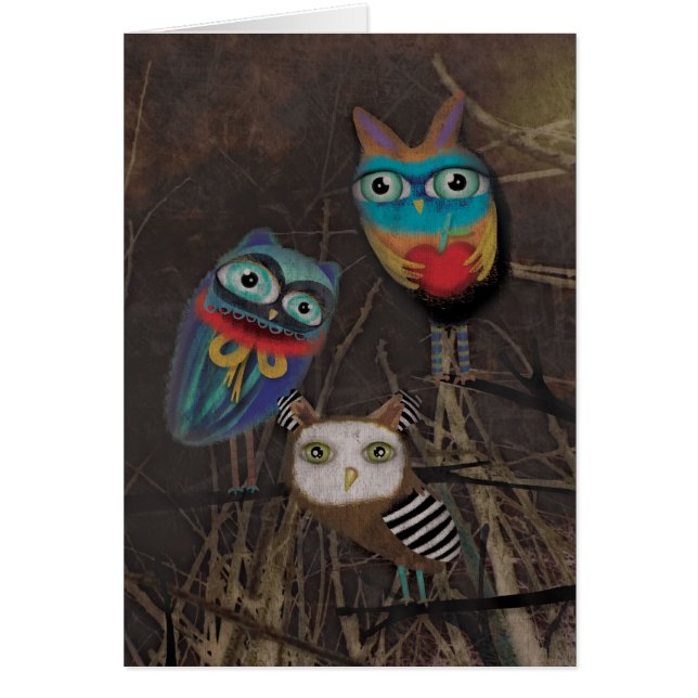 Carte Chouettes Sombres Gothiques (Devant)