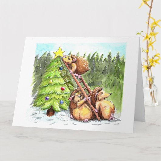 Carte choupissons de Noël (Fleur jaune)