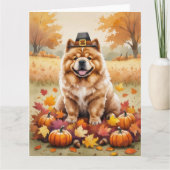 Carte Chow Chow À L'Automne Feuille L'Art Thanksgiving (Devant)