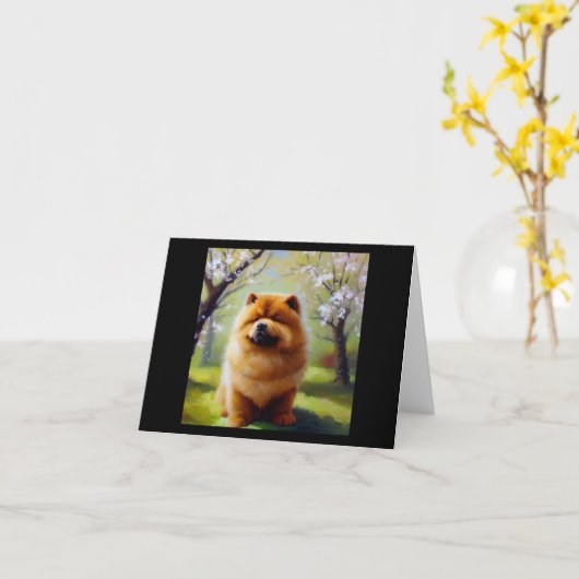 Carte Chow Chow Chien (Fleur jaune)