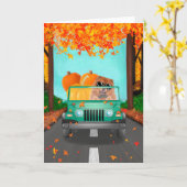 Carte Chow Chow Chien Automne Citrouille (Fleur jaune)