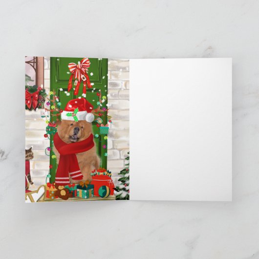Carte Chow Chow Chien Noël (Intérieur)