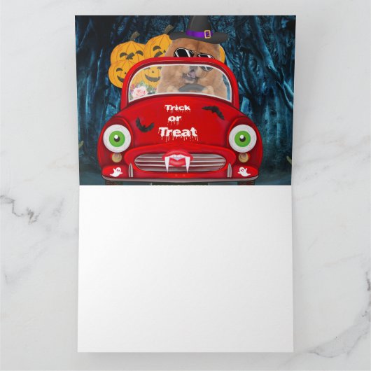 Carte Chow Chow Chig Conduire voiture effrayant Hallowee (Intérieur)