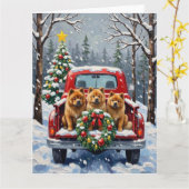 Carte Chow Chow Christmas Red Truck Holiday (Fleur jaune)